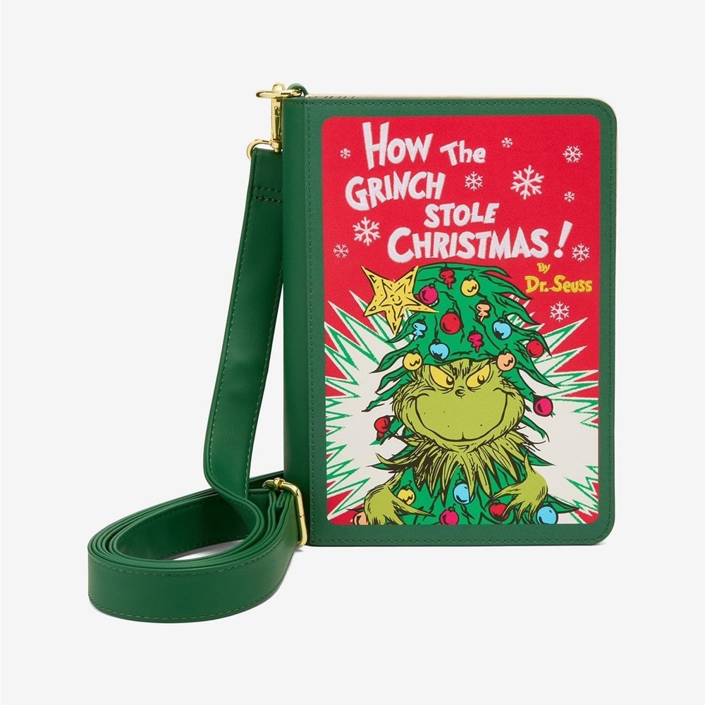 Loungefly Dr. Seuss How The Grinch Stole Christmas! Book Crossbody COLOR IN Bag